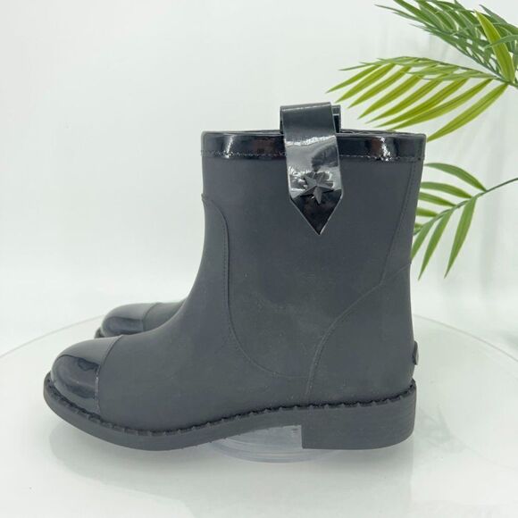 Jimmy Choo Edie Black Matte Rubber Rain Boots Size 37 AS IS - Picture 4 of 15